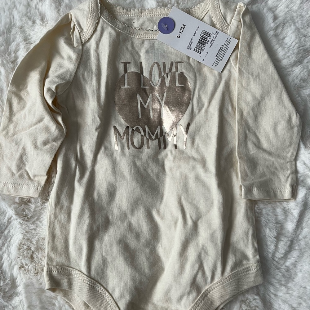 Cream Long Sleeve Baby Onesie
